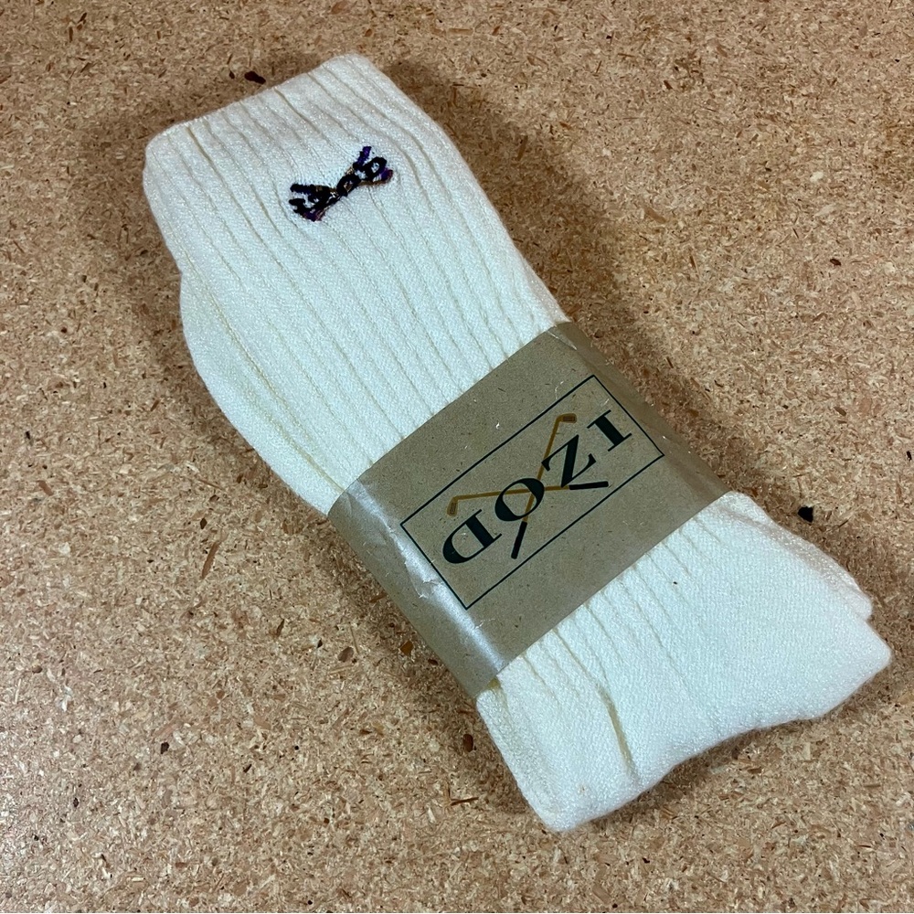 NEW Vintage 80's Izod Golf Logo Embroidered Socks Mens 10-13 White NOS